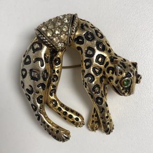 Vintage Tiger Brooch w/stones